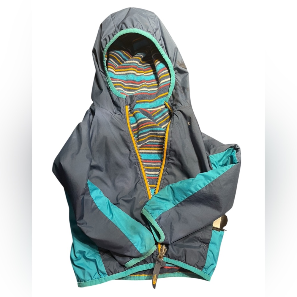 The North Face Gray and Teal Kids Raincoat